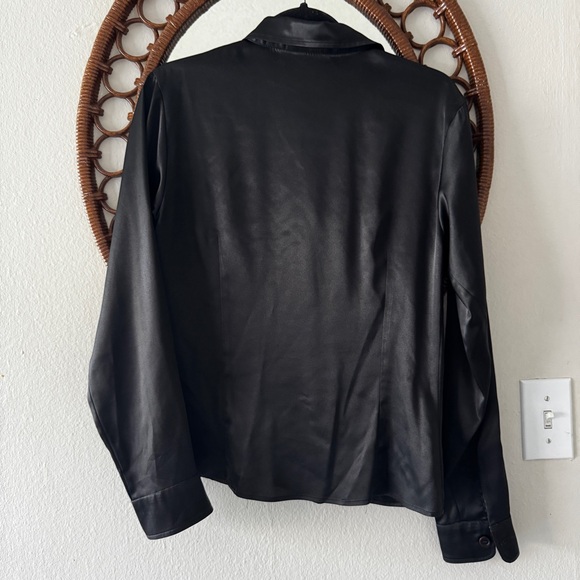 VTG Kenzo jungle black satin button down shirt blouse size 42 Large - Picture 4 of 7